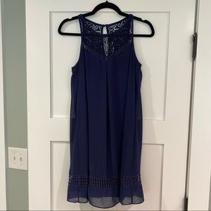 Navy Blue Crochet Dress
